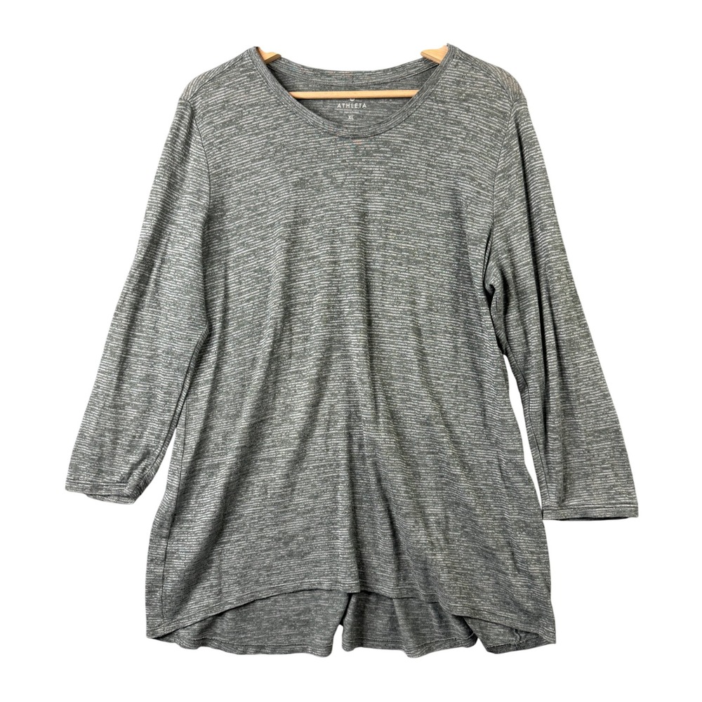 Athleta Womens XL Green Space Dye 3/4 Sleeve High Low Tunic Top 596168-01